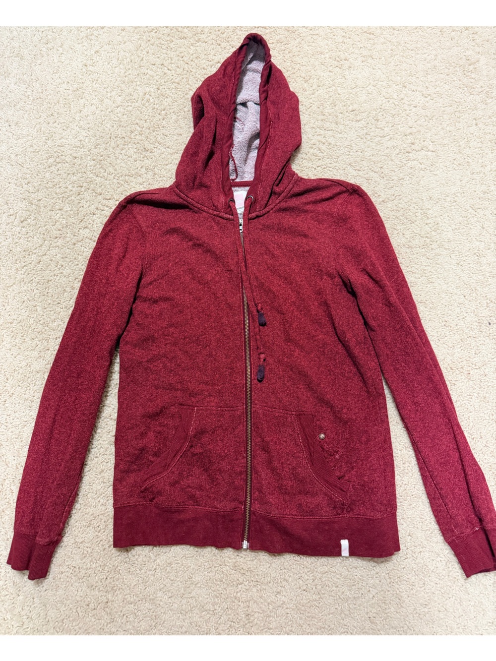 Quiksilver Men's Red Zip-Up Hoodie